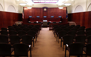 interior of courtroom making an election